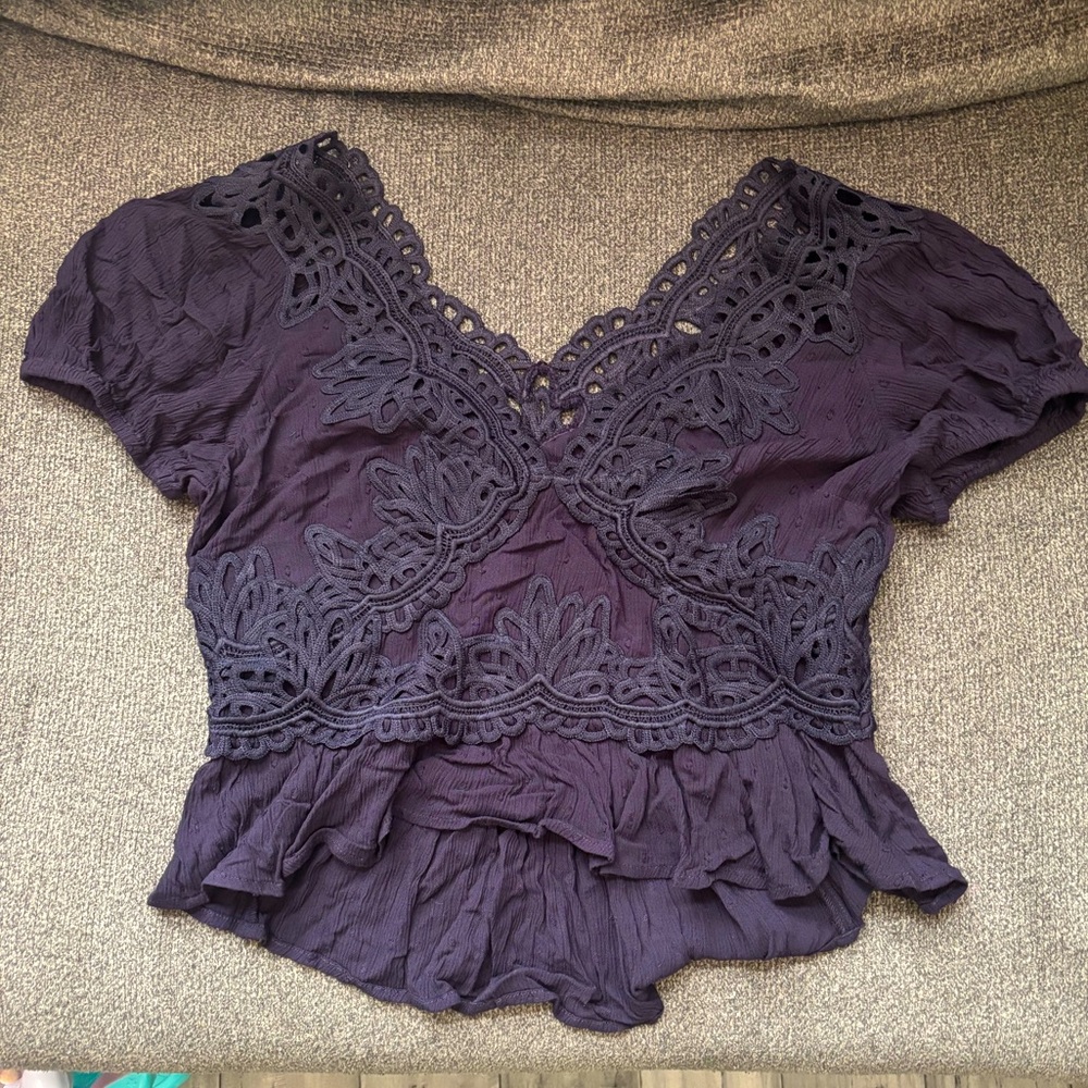 Free People Purple Lace Women's Top